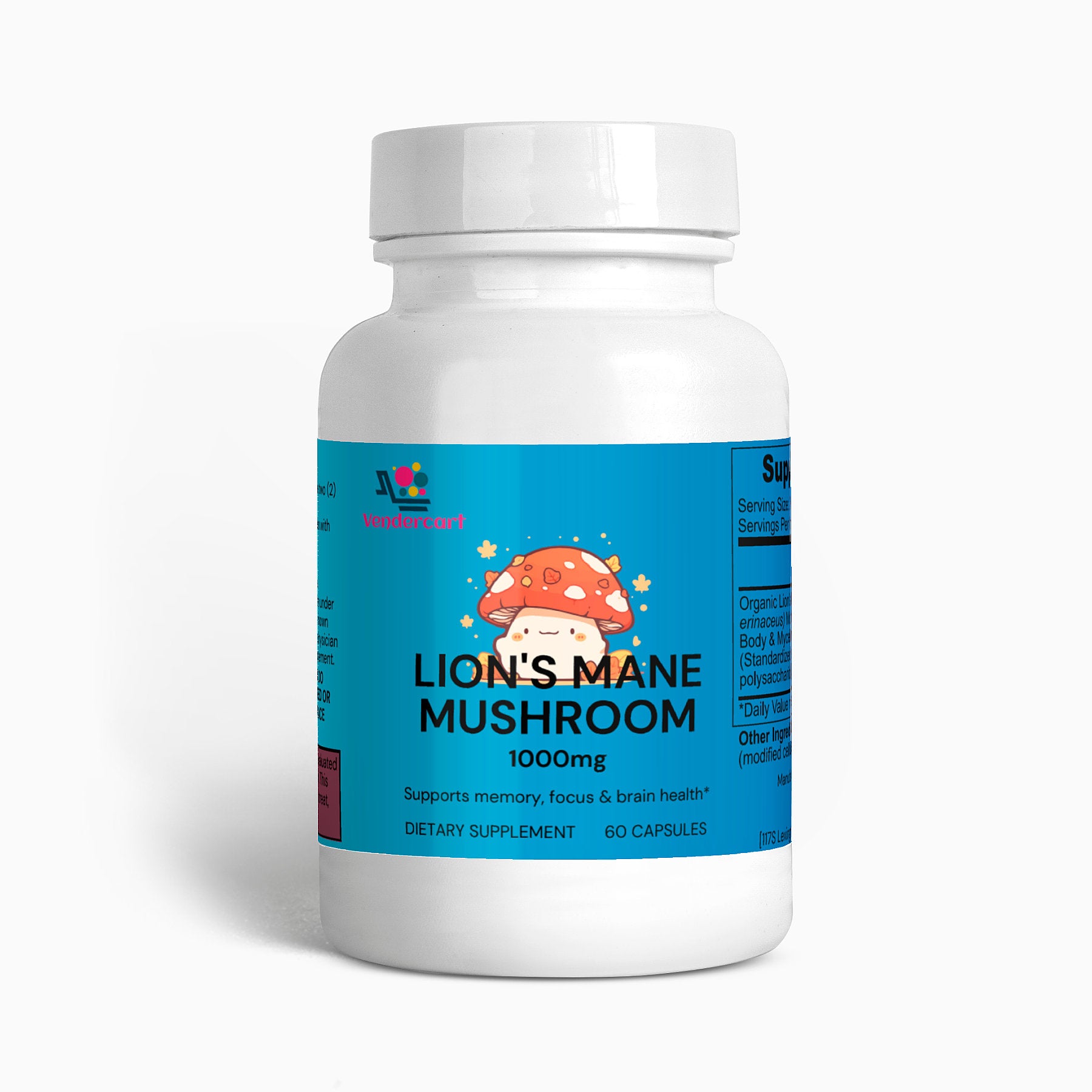 Lions Mane Mushroom Supplement Cognitive Support, Focus, Mood Boost