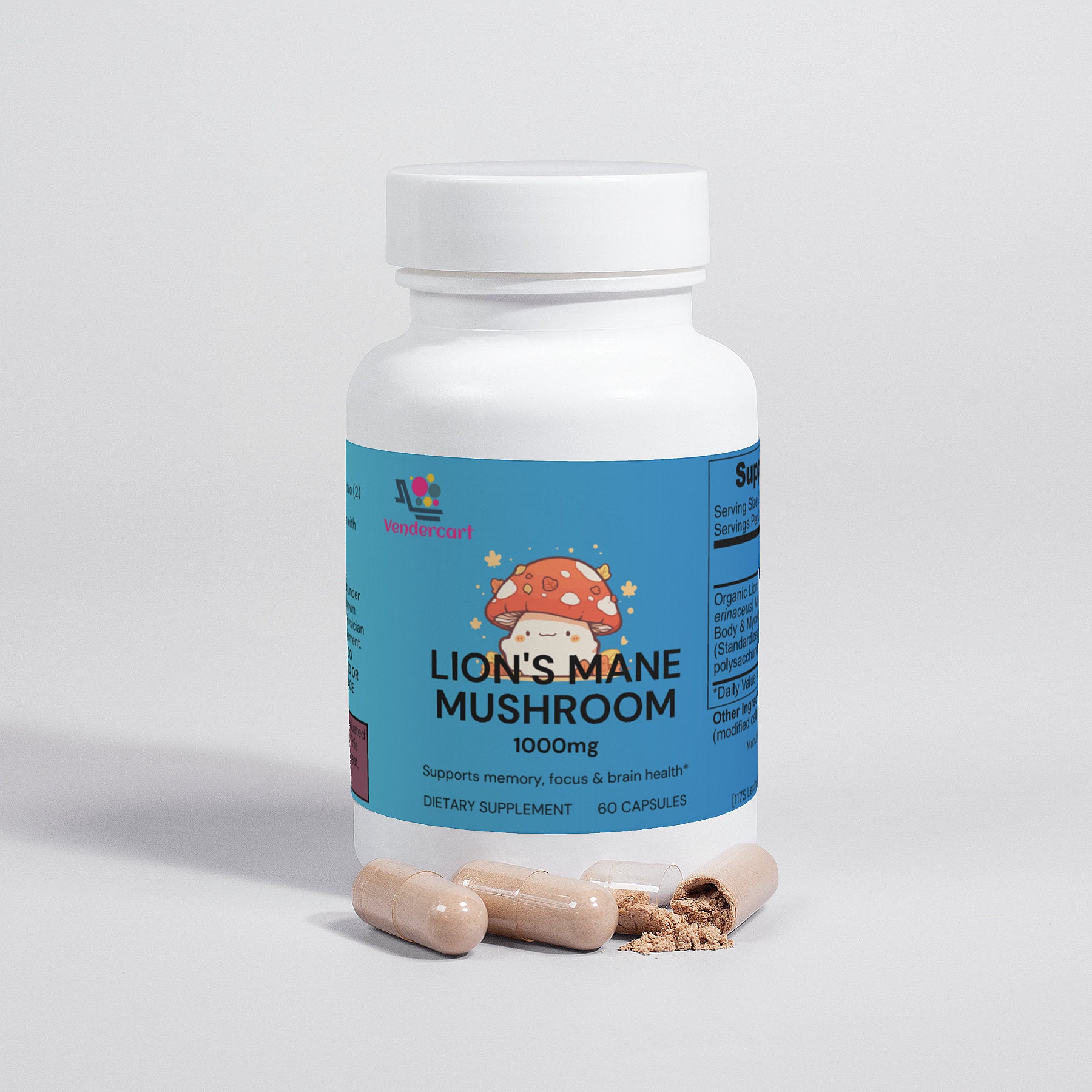 Lions Mane Mushroom Supplement Cognitive Support, Focus, Mood Boost
