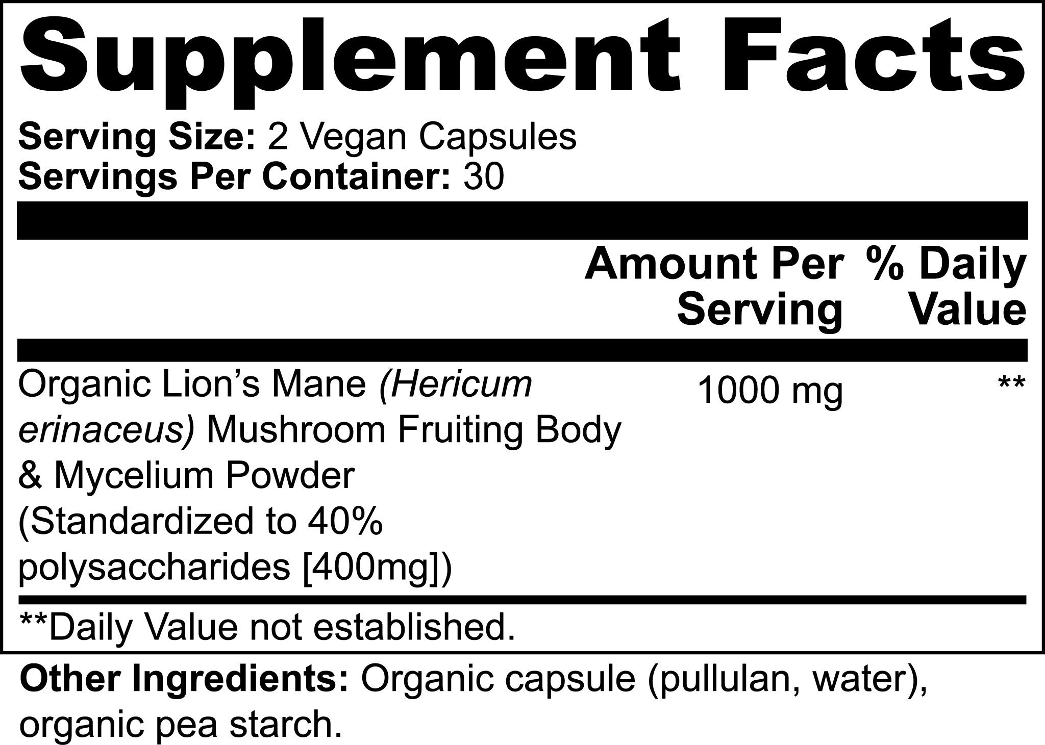 Lions Mane Mushroom Supplement Cognitive Support, Focus, Mood Boost